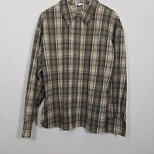COS Wool Plaid Long Sleeve Button Down Shirts Size 14